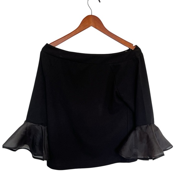 Essential Milano Black off the shoulder top Sheer Flare Sleeves size medium - Picture 1 of 6